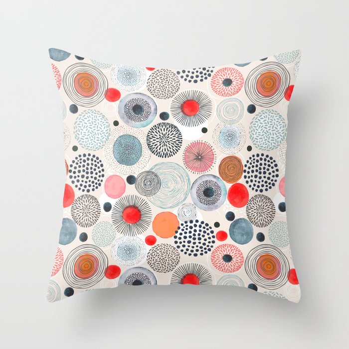 Geometric Coloured Circles Seamless Illustration Throw Pillow