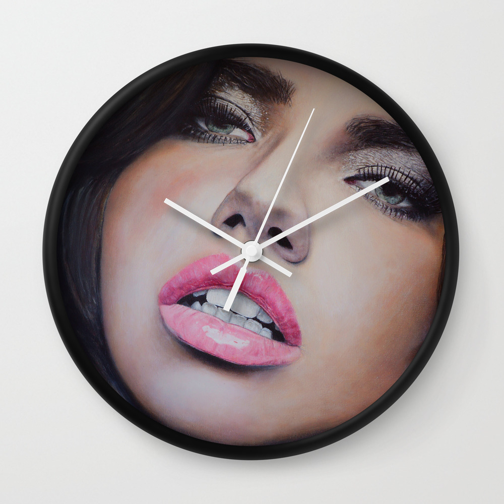 Adriana Lima Oil On Canvas Portrait Wall Clock