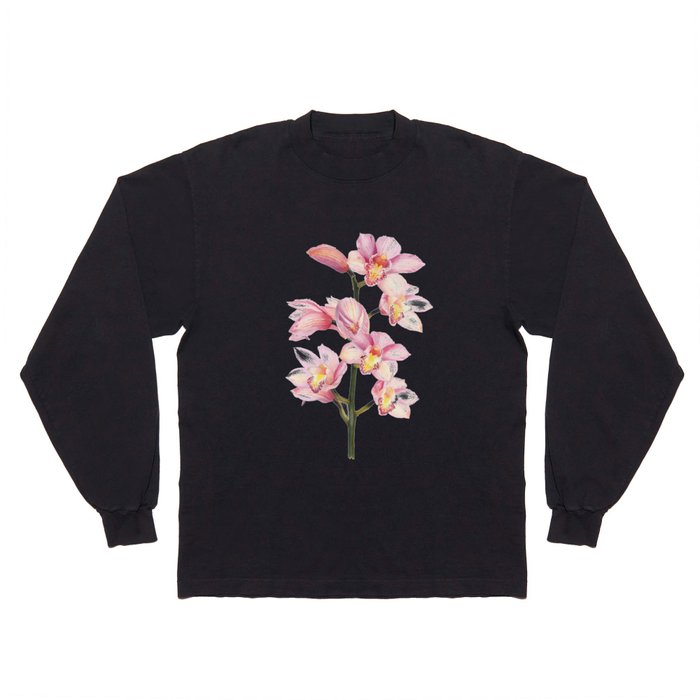 The Orchid, A Realistic Botanical Watercolor Painting Long Sleeve T Shirt