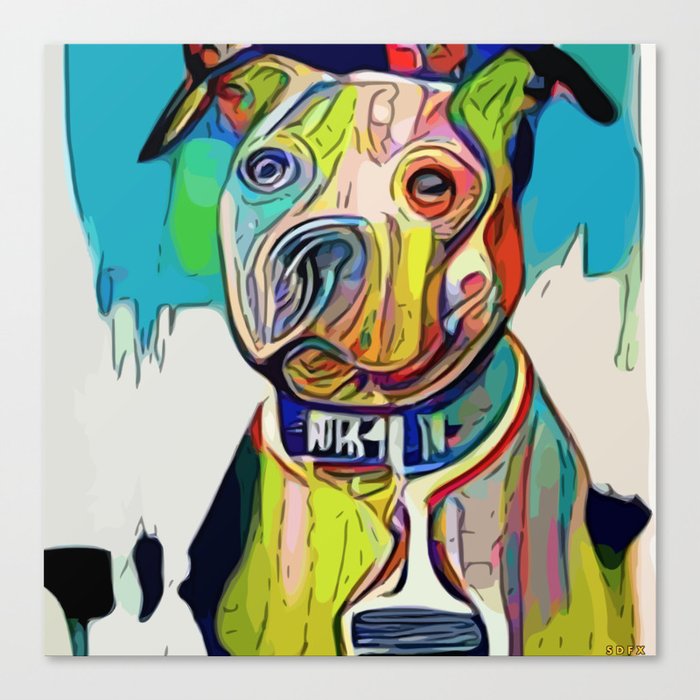 Cool hip Pitbull Dog Modern Street Art Canvas Print