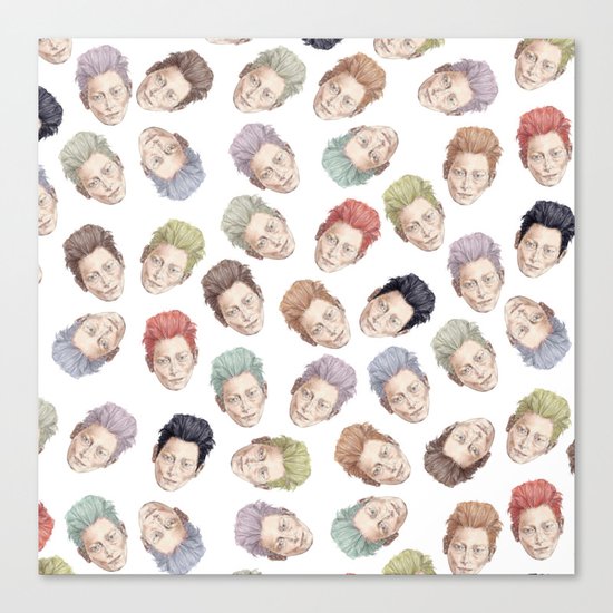 Tilda Heads on Cream | Hair Pattern Canvas Print