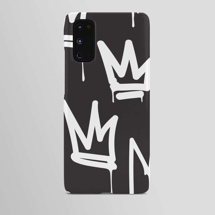 tags seamless pattern. Fashion black and white graffiti hand drawing design texture in hip hop street art style Android Case