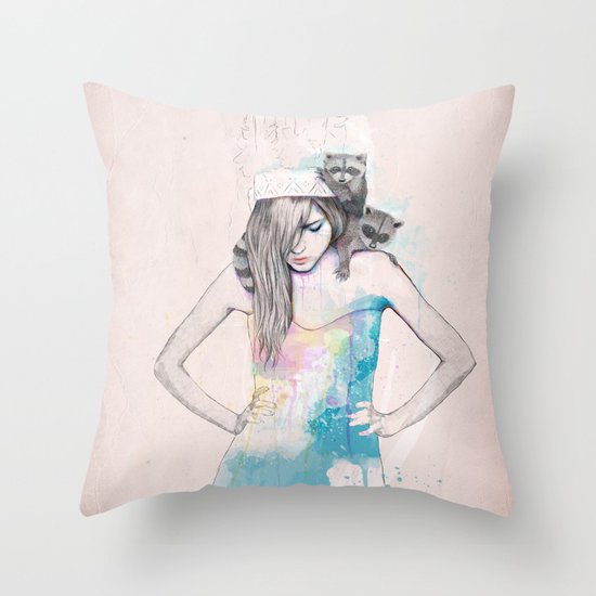 Raccoon Love Throw Pillow