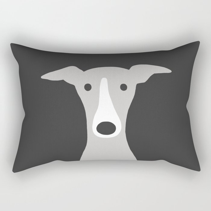Cute Greyhound, Italian Greyhound or Whippet Cartoon Dog Rectangular Pillow