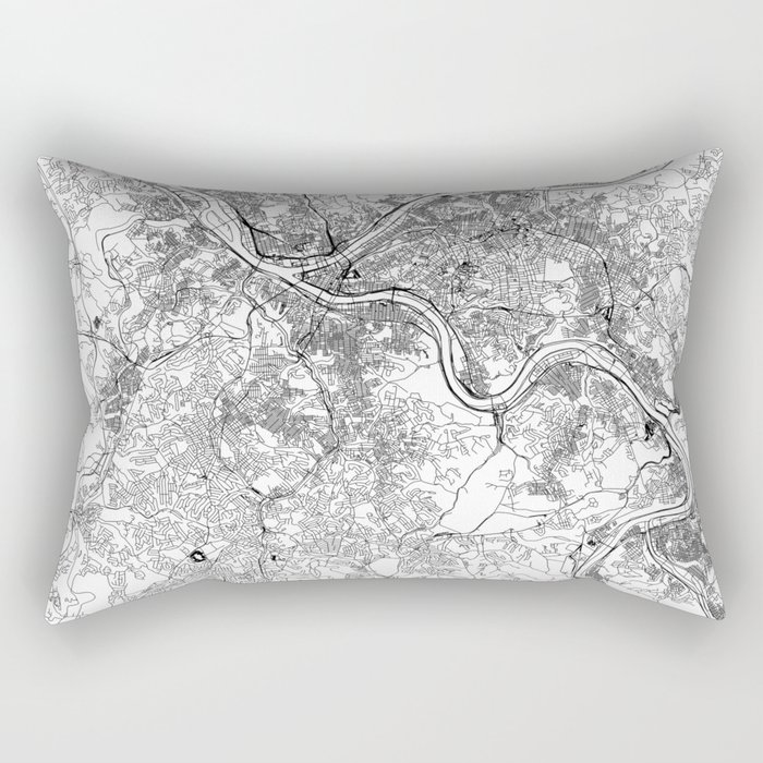 Pittsburgh White Map Rectangular Pillow