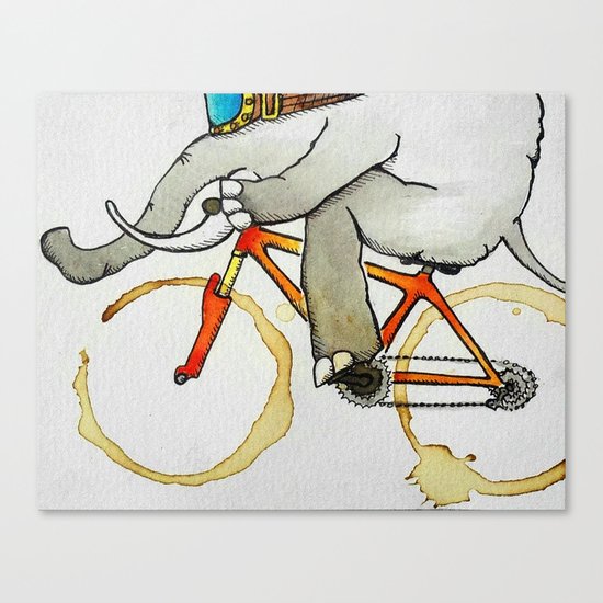 Elephant on a Bike Canvas Print