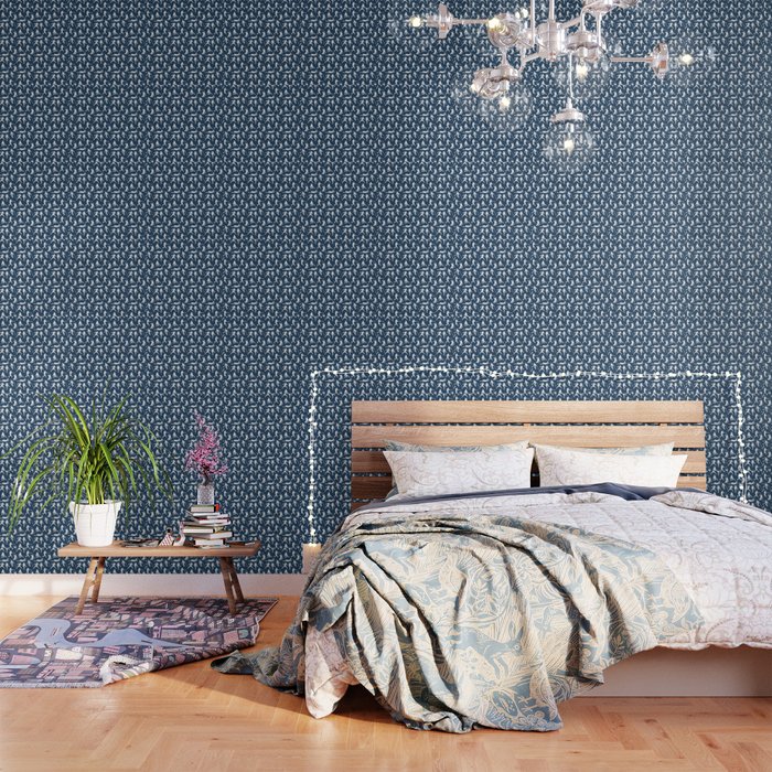 Baseball Players Navy Wallpaper By Thinlinetextiles