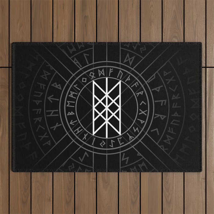 Web of Wyrd The Matrix of Fate- Black and White Outdoor Rug