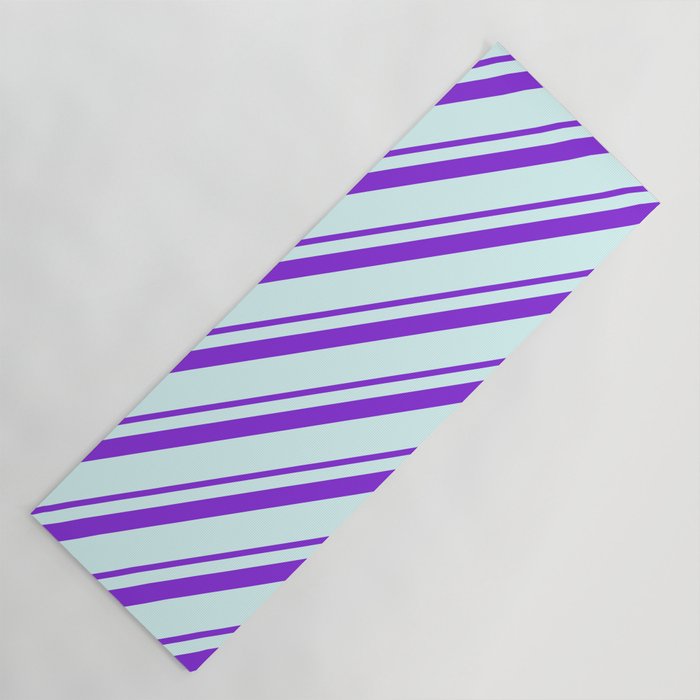 Purple & Light Cyan Colored Lines/Stripes Pattern Yoga Mat