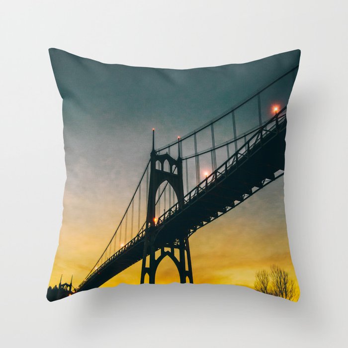 St. Johns Bridge Throw Pillow
