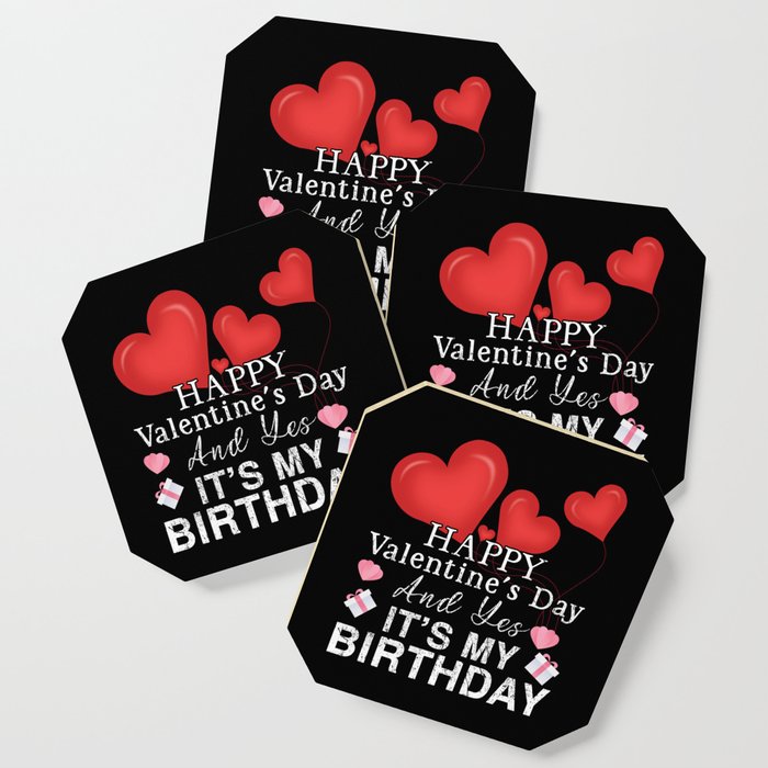 Birth Heart Day Happy Valentines Day Coaster