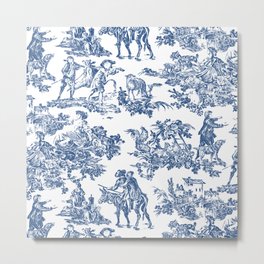  Navy Blue Toile de Jouy Metal Print | Diningroom, Graphicdesign, Livingroom, Laundryroom, Kitchen, Interiordecor, Countrydesign, Porch, Nancymeyers, Countrydecor 