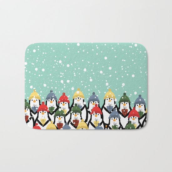 Christmas penguins Bath Mat