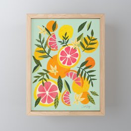 Grapefruit Blooms – Mint Palette Framed Mini Art Print