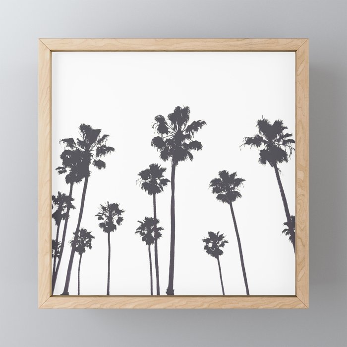 Palms & Sunset-Minimal B&W Framed Mini Art Print