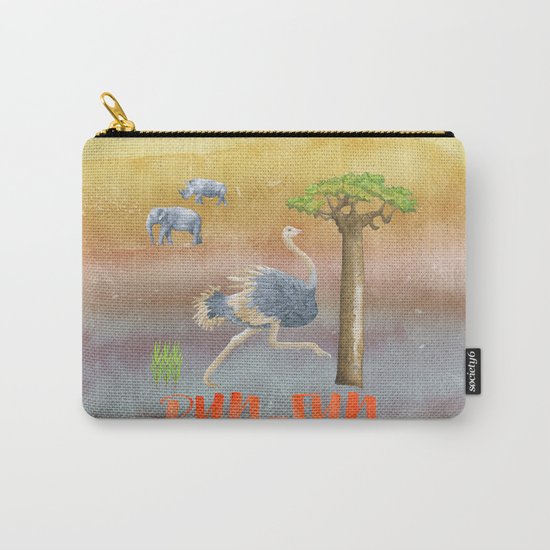 Run Fun - Ostrich Bird Animal Africa Illustration Carry-All Pouch