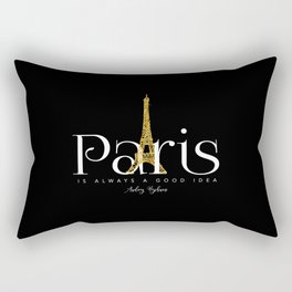 Paris is always a good idea - Audrey Hepburn - gold eiffel Black Rectangular Pillow