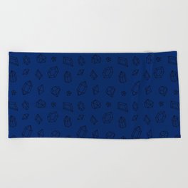 Blue and Black Gems Pattern Beach Towel