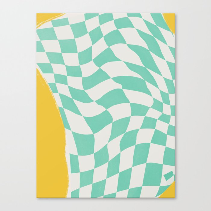Mint checker fabric abstract Canvas Print