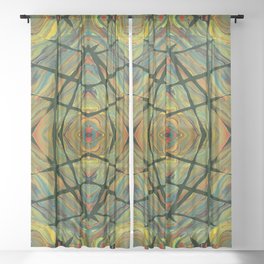 Kaleidoscopic Lattice Yellow Sheer Curtain