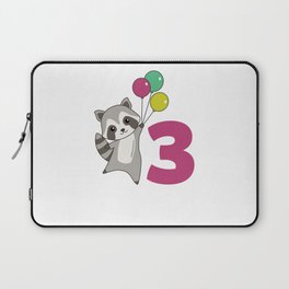 Raccoon Third Birthday Balloons For Kids Laptop Sleeve