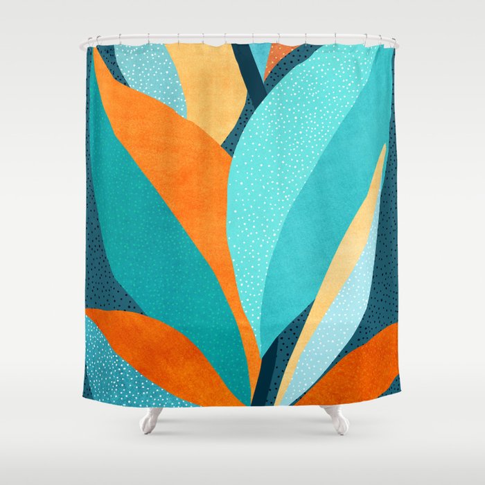 Abstract Tropical Foliage Shower Curtain