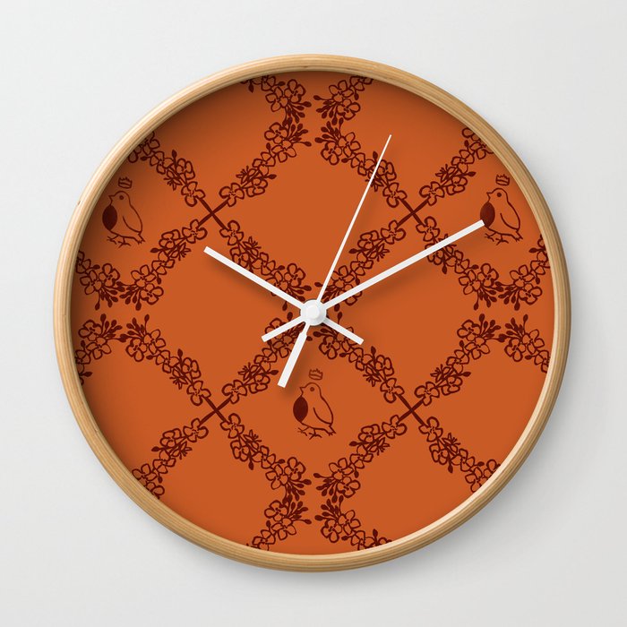 Block Print Canola Flower Wall Clock