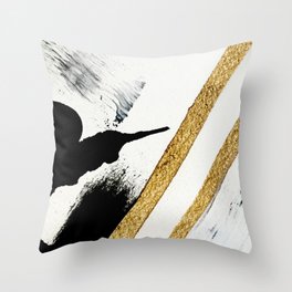 Armor [8]: a minimal abstract piece in black white and gold by Alyssa Hamilton Art Throw Pillow
