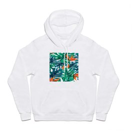 Tropical pattern with monstera leaves and strelizia flowers Hoody