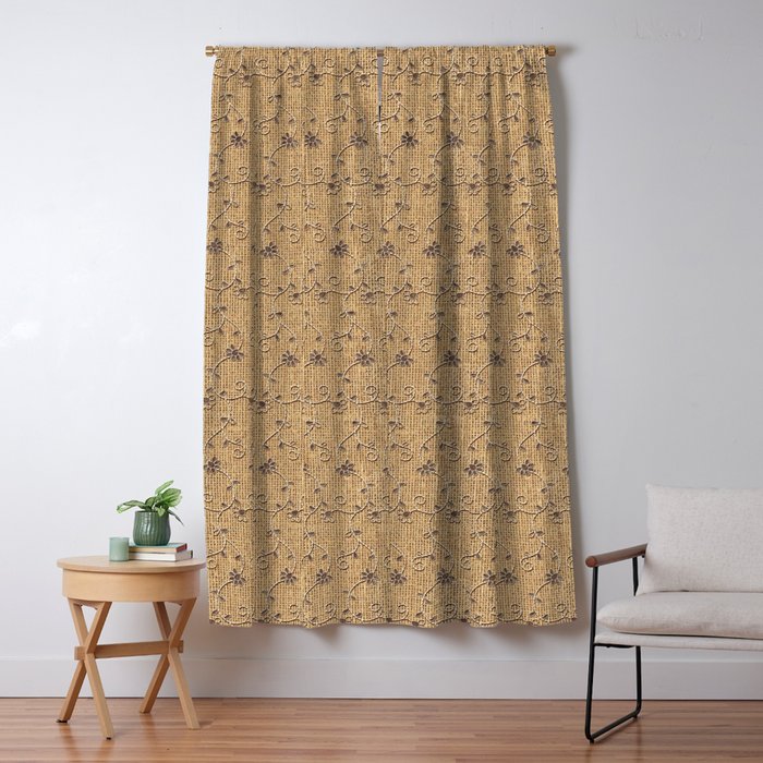 Burlap And Lace Pattern Blackout Curtain By Wasootch Society6