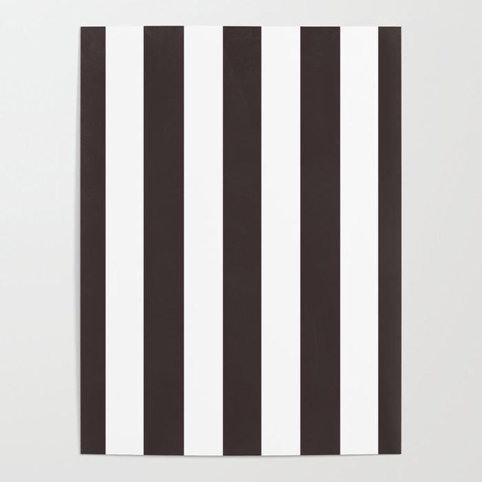 Black coffee - solid color - white vertical lines pattern Poster