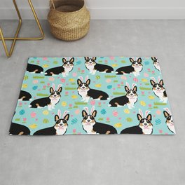 Tri colored corgi easter spring easter eggs dog breed dog art dog patterns by pet friendly Rug