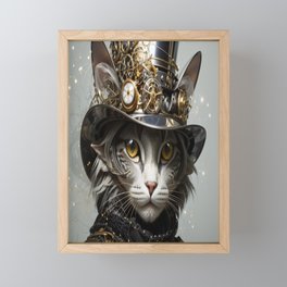Steampunk Cat No.1 Framed Mini Art Print