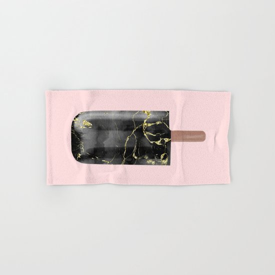 Black Marble with Gold Popsicle Hand & Bath Towel