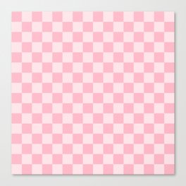 Checkerboard Mini Check Pattern in Soft Cotton Candy Pastel Pink Canvas Print