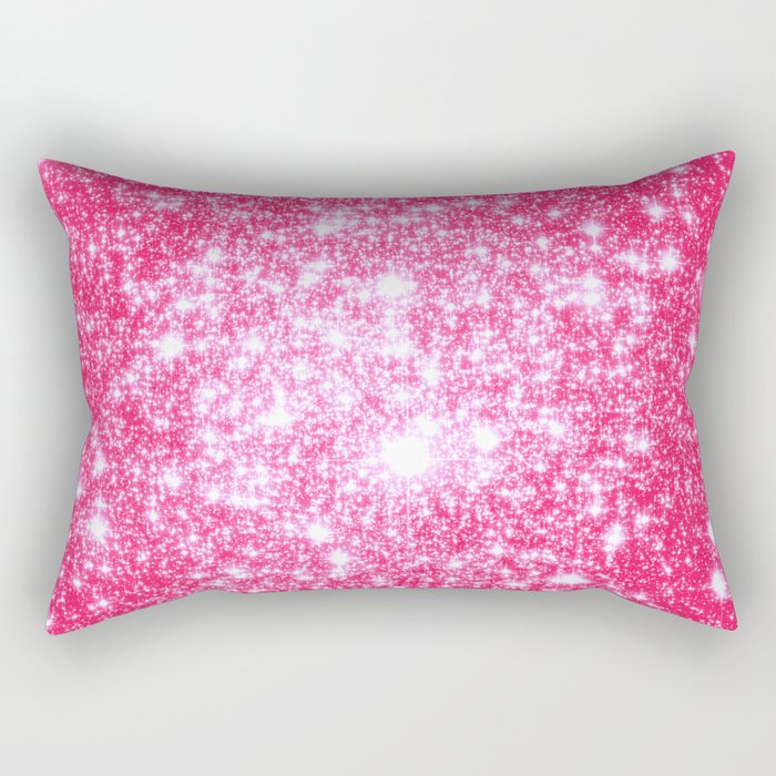 Hot Pink Galaxy Stars Sparkle Rectangular Pillow By