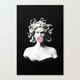 Medusa blowing pink bubblegum bubble Canvas Print