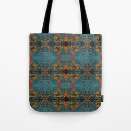 The Spindles- Blue and Orange Filigree  Tote Bag