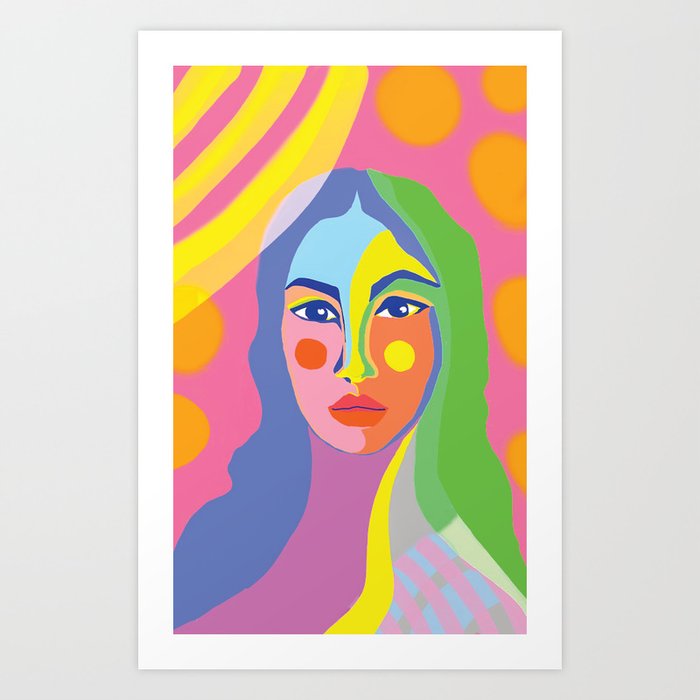 Bright colors Girl portraiture  Art Print