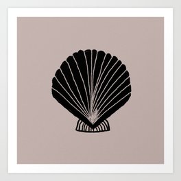 Sea shell in black Art Print