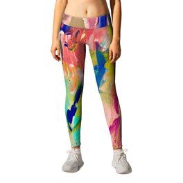 Wild Child: a colorful, vibrant abstract piece in neon and bold colors Leggings