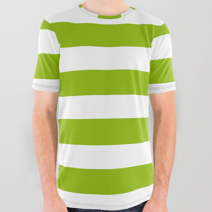 Spring Fresh Apple Green & White Stripes - Mix & Match with Simplicity of Life All Over Graphic Tee