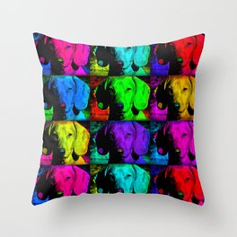 Colorful Pop Art Dachshund Doxie Face Closeup Tiled Image Throw Pillow