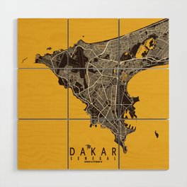 Dakar City Map of Senegal - Pastel Wood Wall Art