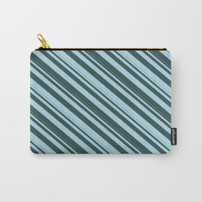 Dark Slate Gray & Light Blue Colored Lines Pattern Carry-All Pouch