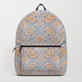 Tile Pattern Mexico II Backpack | Colorful, Collage, Bohemian, Kaleidoscope, Ornament, Decoration, Tile, Blue, Yucatan, Pattern 