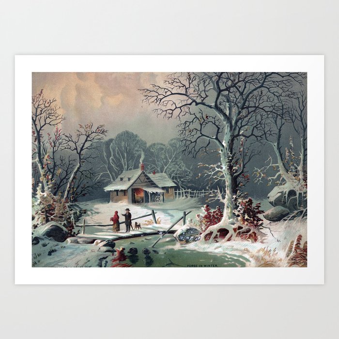 Christmas Winter Snow Scene Vintage Painting Art Art Print By Thebrassmouse Society6
