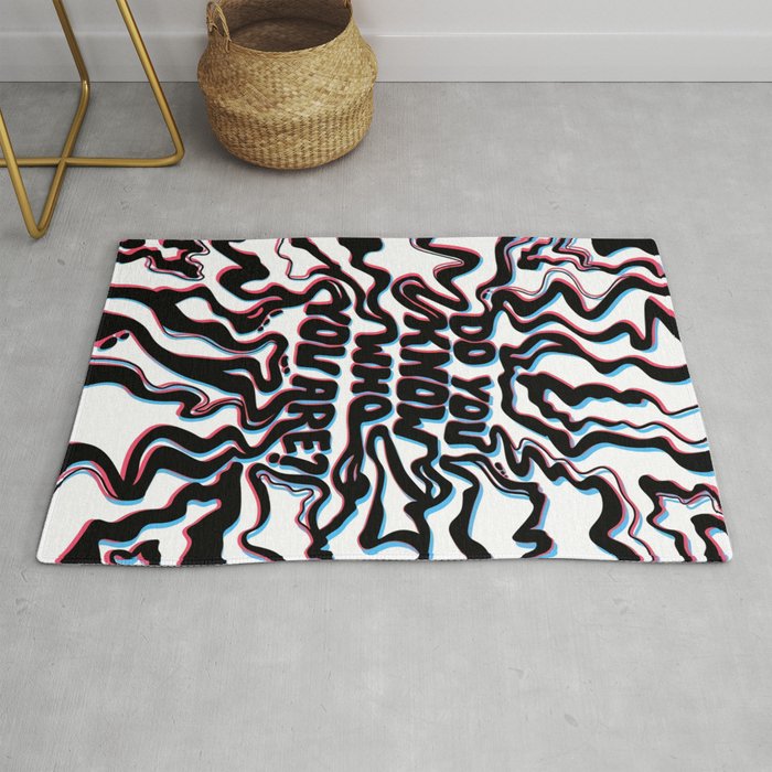 Do You Know Who You Are - Black & White 3D  Rug