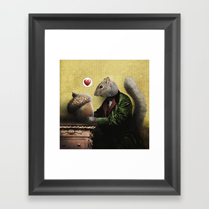 Mr. Squirrel Loves His Acorn! Framed Art Print