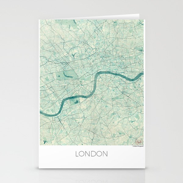 London Map Blue Vintage Stationery Cards
